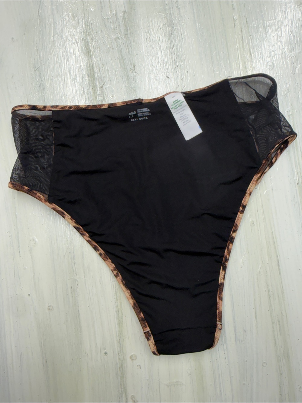 aerie Leopard Print Bikini Top XL & High-Waist Bottoms L - Brown & Black - Picture 7 of 16